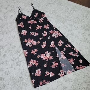 No Boundaries Gray and Pink Floral Skirt